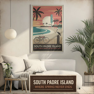 Södra Padre Island - Retro Coastal Poster