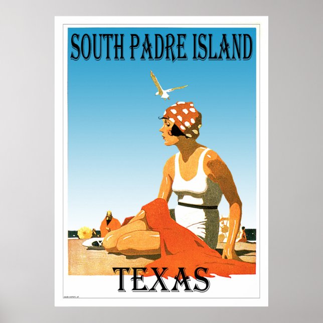 Södra Padre-öns Vintage Beach Poster design (Framsidan)