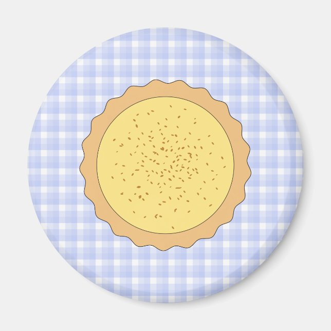 Södra Paj. Gult Tart, med Blue Gingham. Magnet (Framsidan)