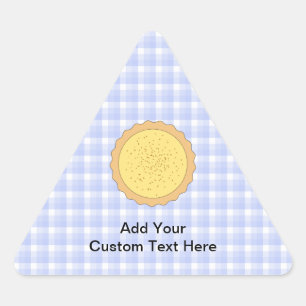 Södra Paj. Gult Tart, med Blue Gingham. Triangelformat Klistermärke