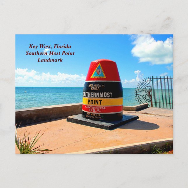 Södra punkten Nyckel Väster, Florida Vykort (Framsida)