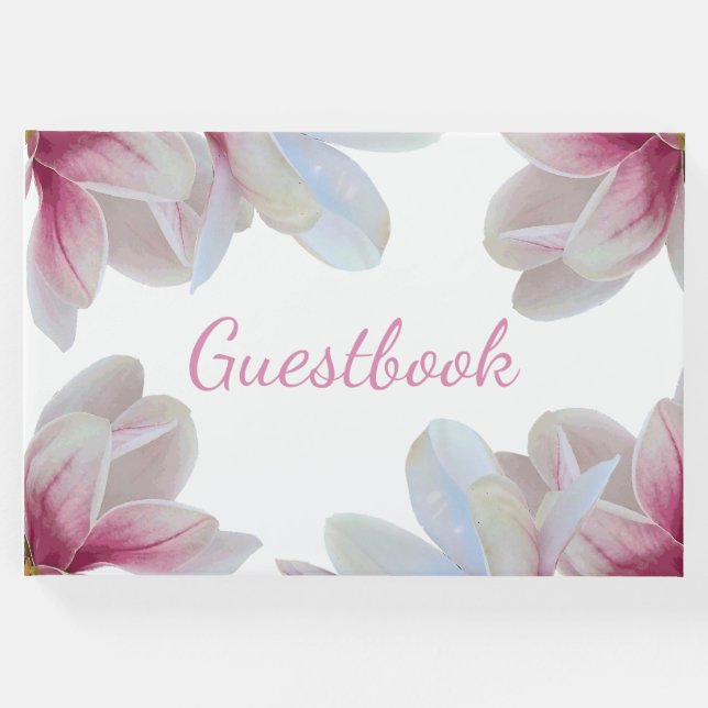 Södra Rosa Magnolia Blommar Bröllop Gästböcker (Framsida)