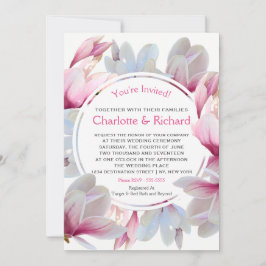 Södra Rosa Magnolia Blommar Bröllop Inbjudningar