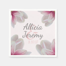 Södra Rosa Magnolia Blommar Bröllop Pappersservett