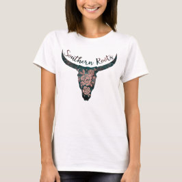 Södra rötter Country Longhorn Rosa Ros & Grön T Shirt