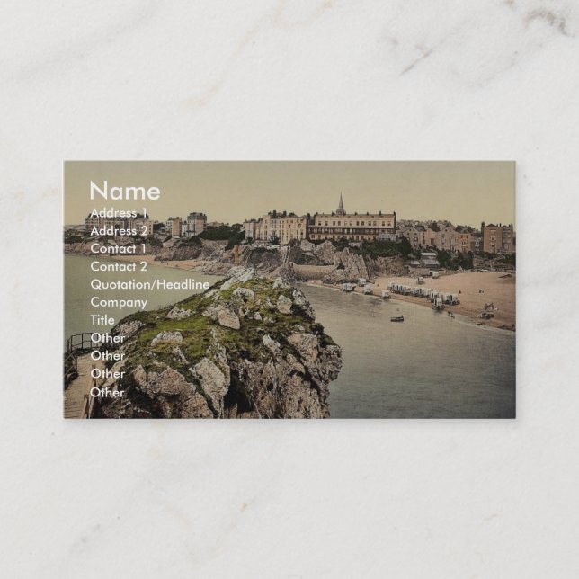 Södra sands, Tenby, Wales sällsynt Photochrom Visitkort (Framsida)