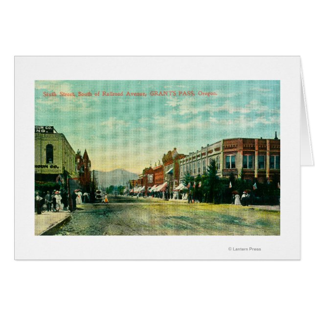 Södra sidan av sjätte gatan från Järnväg Hälsningskort (Framsidan Horizontal)