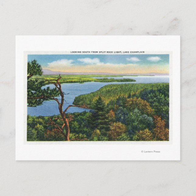 Södra sidan av Sjö från Split Sten Light Vykort (Framsida)