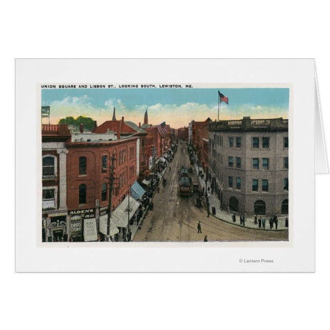 Södra sidan av Union Square och Lissabon Street Hälsningskort (Framsidan Horizontal)