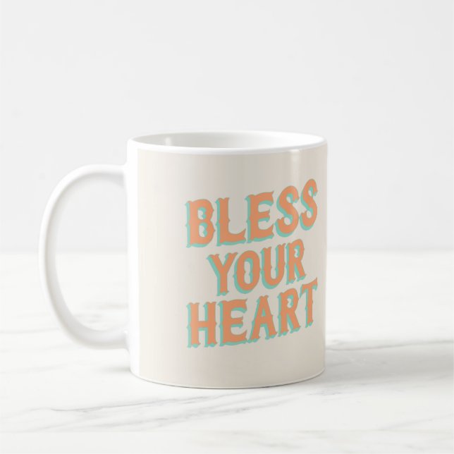 Södra snark: Bless Your Heart (teal & coral) Kaffemugg (Vänster)