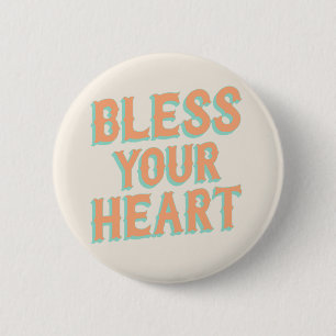 Södra snark: Bless Your Heart (teal & coral) Knapp