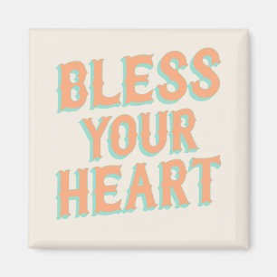 Södra snark: Bless Your Heart (teal & coral) Magnet