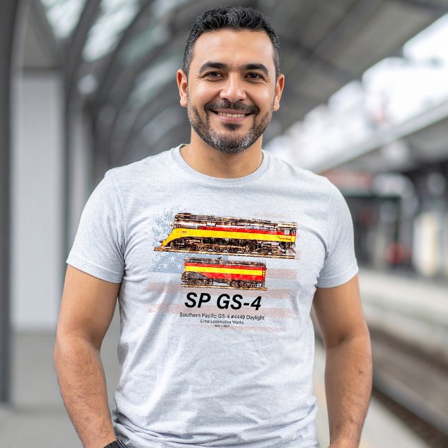 Södra Stillahavs GS-4-dagsljus T Shirt (Southern Pacific GS-4 Daylight Steam Locomotive. Mens Basic T-Shirt)