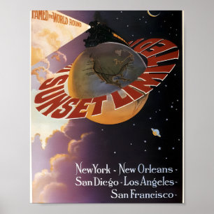 Södra Stillahavsområdet Linjer - Retro-resor Poster