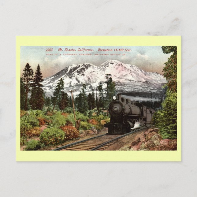 Södra Stillahavsområdet, Mt. Shasta 1912-Vintagen Vykort (Framsida)