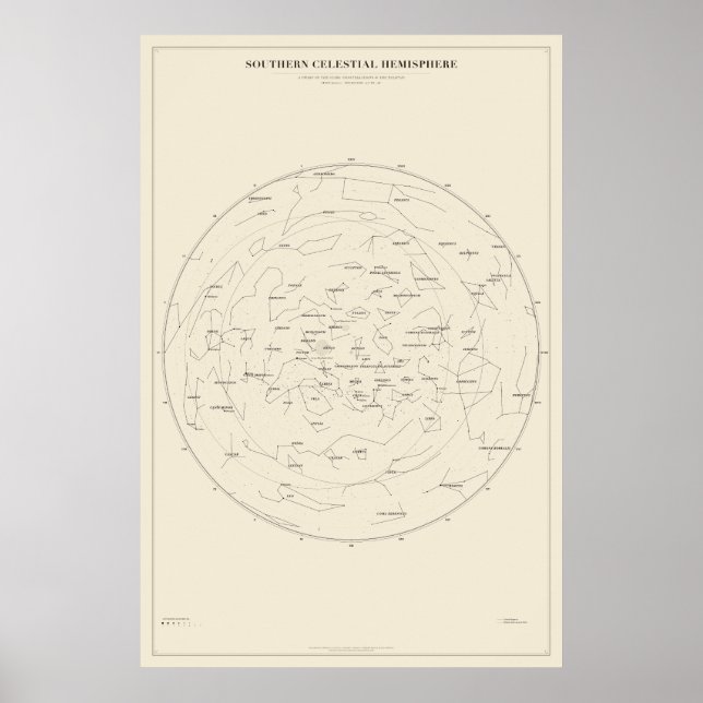 Södra stjärnhimmels stjärnkartaaffisch poster (Framsidan)