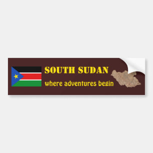 Södra Sudan flagga + Kartabildekal Bildekal