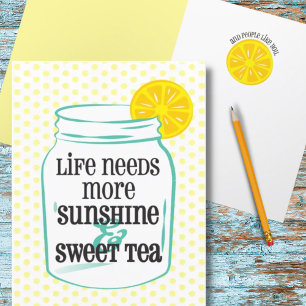 Södra Sunshine Sweet Tea Lemon Mason Burk Tack Kort