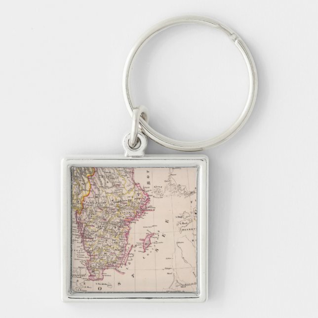 Södra Sverigen och Norgen Fyrkantig Silverfärgad Nyckelring (Framsidan)