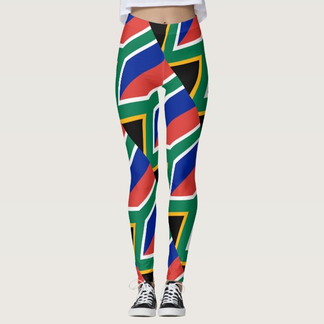 Södra Sydafrika flagga - patriotisk afrikan Leggings (Framsida)