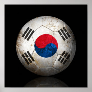 Södra sydkoreanska fotbolls-bollar i Flagga Poster