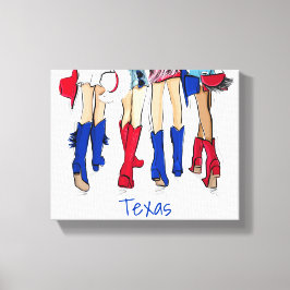 Södra Texas Mode Cowboy Boots Blue Anpassningsbar Canvastryck