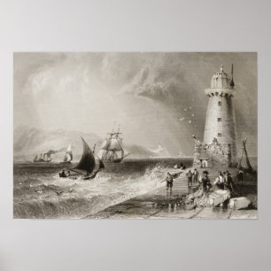 Södra väggfyr med den Howth backen Poster