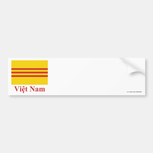 Södra Vietnam flagga med namn i vietnames Bildekal (Framsidan)