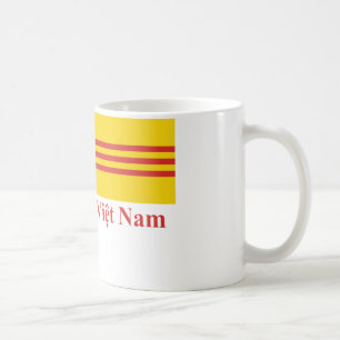 Södra Vietnam flagga med namn i vietnames Kaffemugg