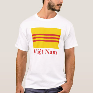 Södra Vietnam flagga med namn i vietnames T-shirt