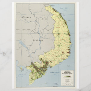 Södra Vietnam Karta september 1972 Brevhuvud