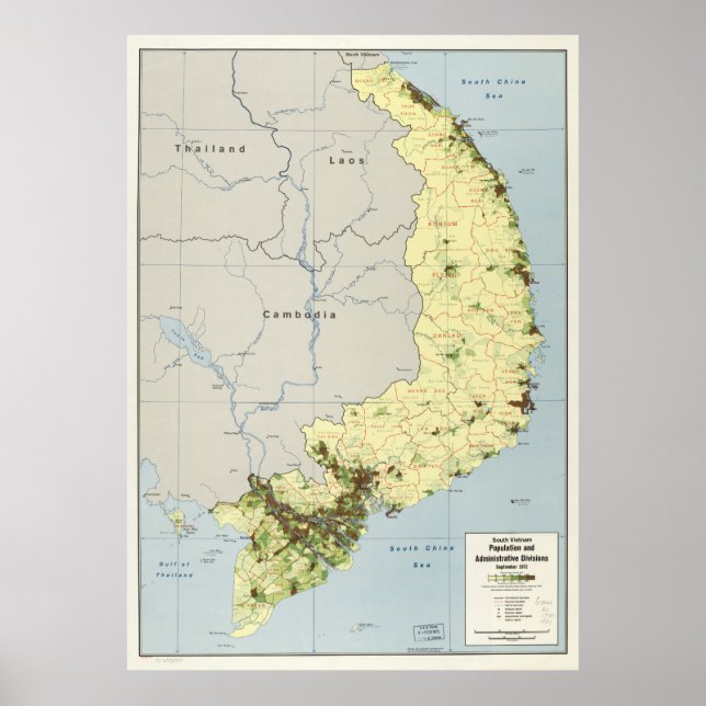 Södra Vietnam Karta september 1972 Poster (Framsidan)
