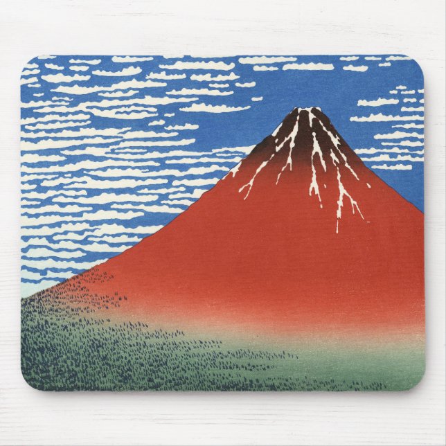 Södra vindfrikändhimmel, röda Fuji, Katsushika Musmatta (Framsidan)