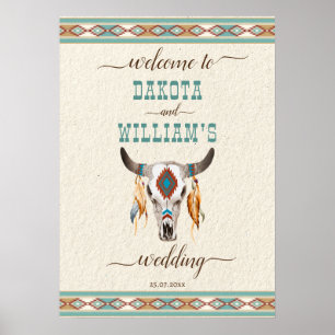 Södra westerna boho bröllop välkomstskylt poster