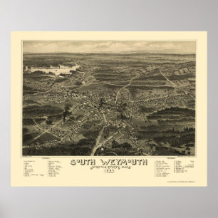 Södra Weymouth, panorama- karta för MORSOR - 1885 Poster