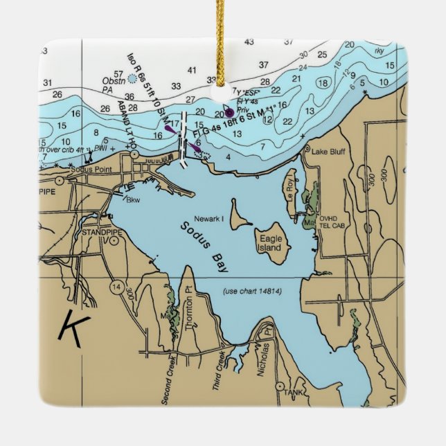 Sodus Bay New York-diagram Julgransprydnad Keramik (Baksida)