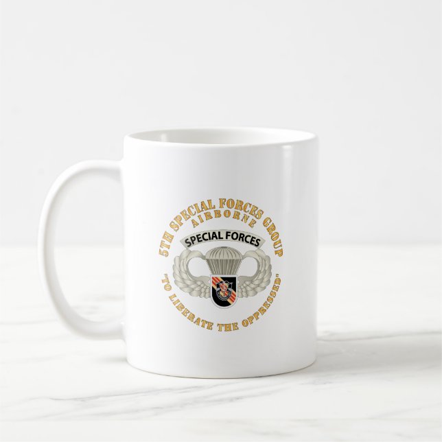 SOF - 5th SFG - Airborne Badge - Vietnam Kaffemugg (Vänster)
