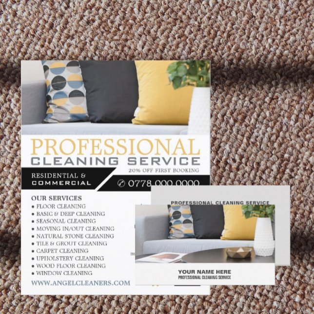 Soffa Cushions, Städning servicereklam Reklamblad (Skapare uppladdad)