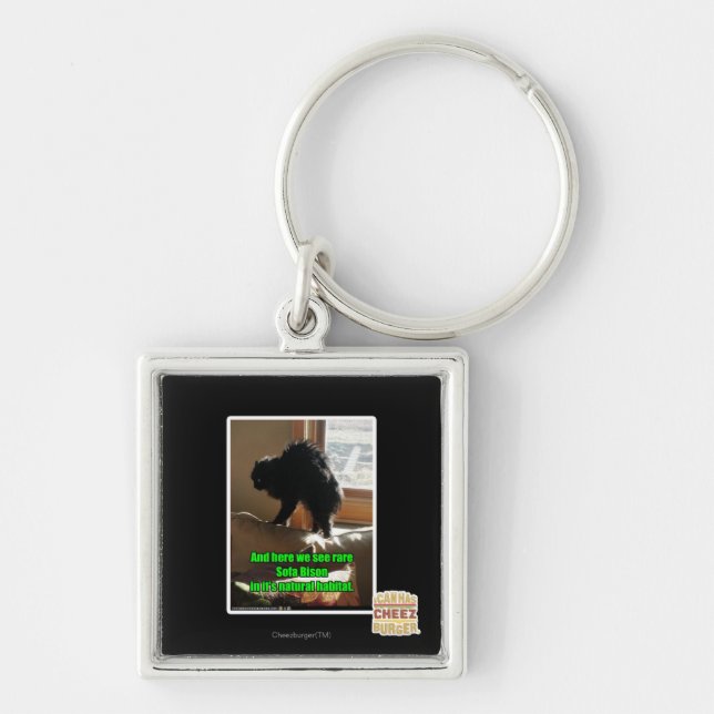 SoffaBison Fyrkantig Silverfärgad Nyckelring (Framsidan)