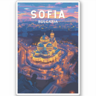 Sofia Bulgaria Illustration Travel Art Vintage Klistermärken