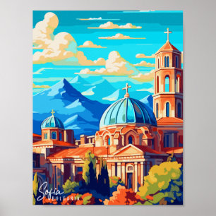 Sofia Bulgaria vintage resor illustration Poster