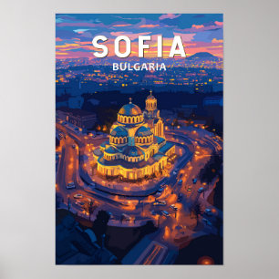 Sofia Bulgarien Illustration Resa Konst Vintage Poster