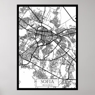 Sofia Bulgarien Stadskarta Poster