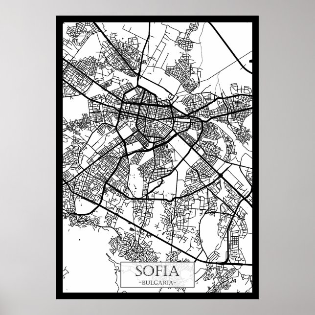 Sofia Bulgarien Stadskarta Poster (Framsidan)