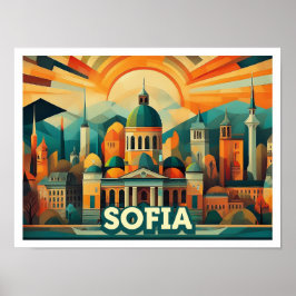 Sofia Bulgarien Travel konstnärligt färgad Poster