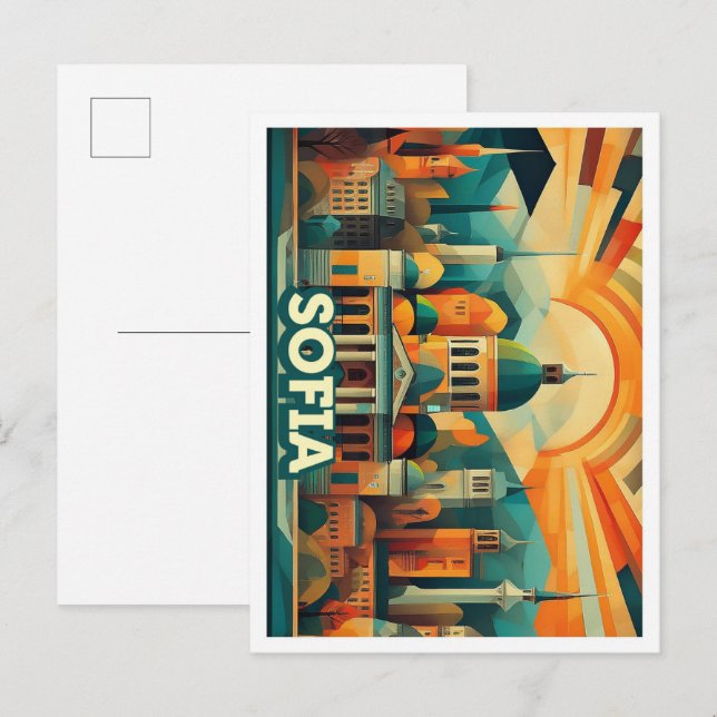 Sofia Bulgarien Travel konstnärligt färgad Vykort (Fram/baksida)