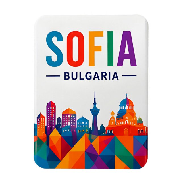 🧲 Sofia Bulgarien Vattenfärg Silhuett Souvenir 🎨 Magnet (Vertikal)