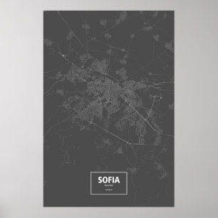 Sofia Bulgarien (vit på svart) Poster