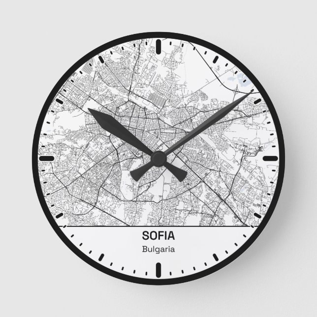 Sofia Clock City Line Art Rund Klocka (Framsida)