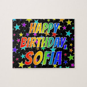 ’SOFIA’ First Namn, Roligt ’GRATTIS PÅ FÖDELSEDAGE Pussel